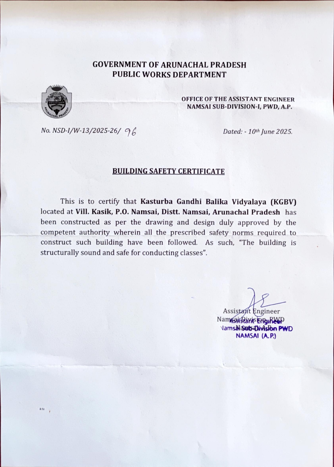 Building Safety Certificate